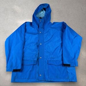 Vintage Log‎ House Designs Gore-Tex Parka Fits Men's 2XL Blue Rain Jacket USA